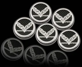 2016-2019 Grand Sport Corvette - Fluid Cap Cover Set w/Crossed Flags & Grand Sport | Choose Color/Transmission