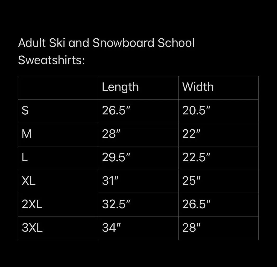Adult Unisex Ski or Snowboard School Sweatshirt in Grey