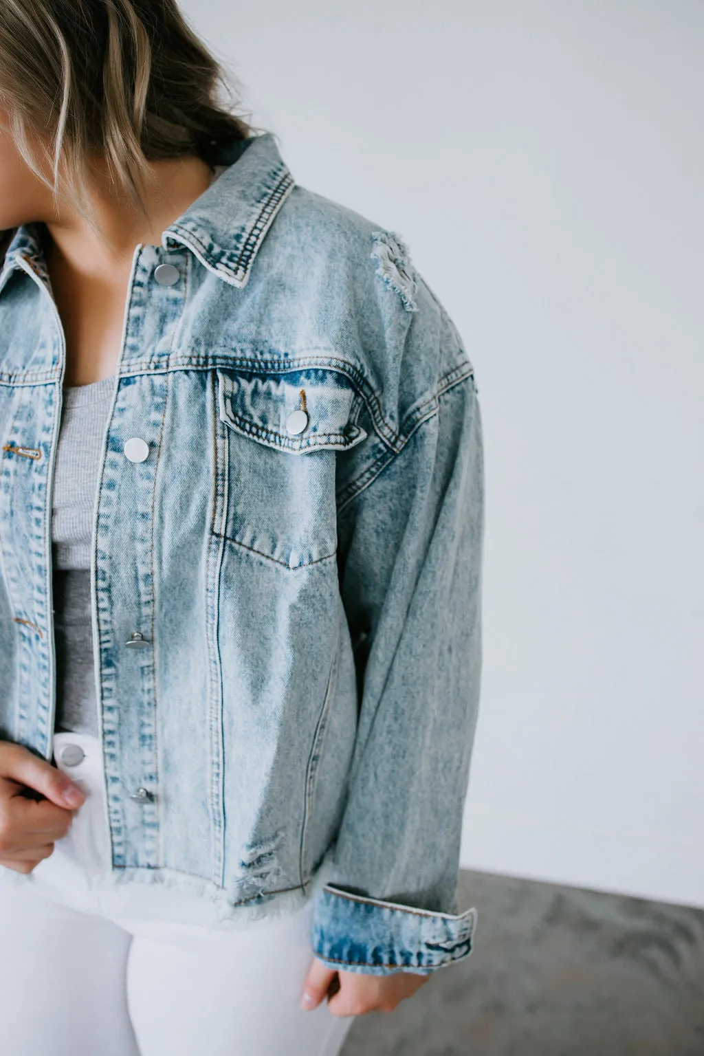 Amara Fringed Split Back Denim Jacket