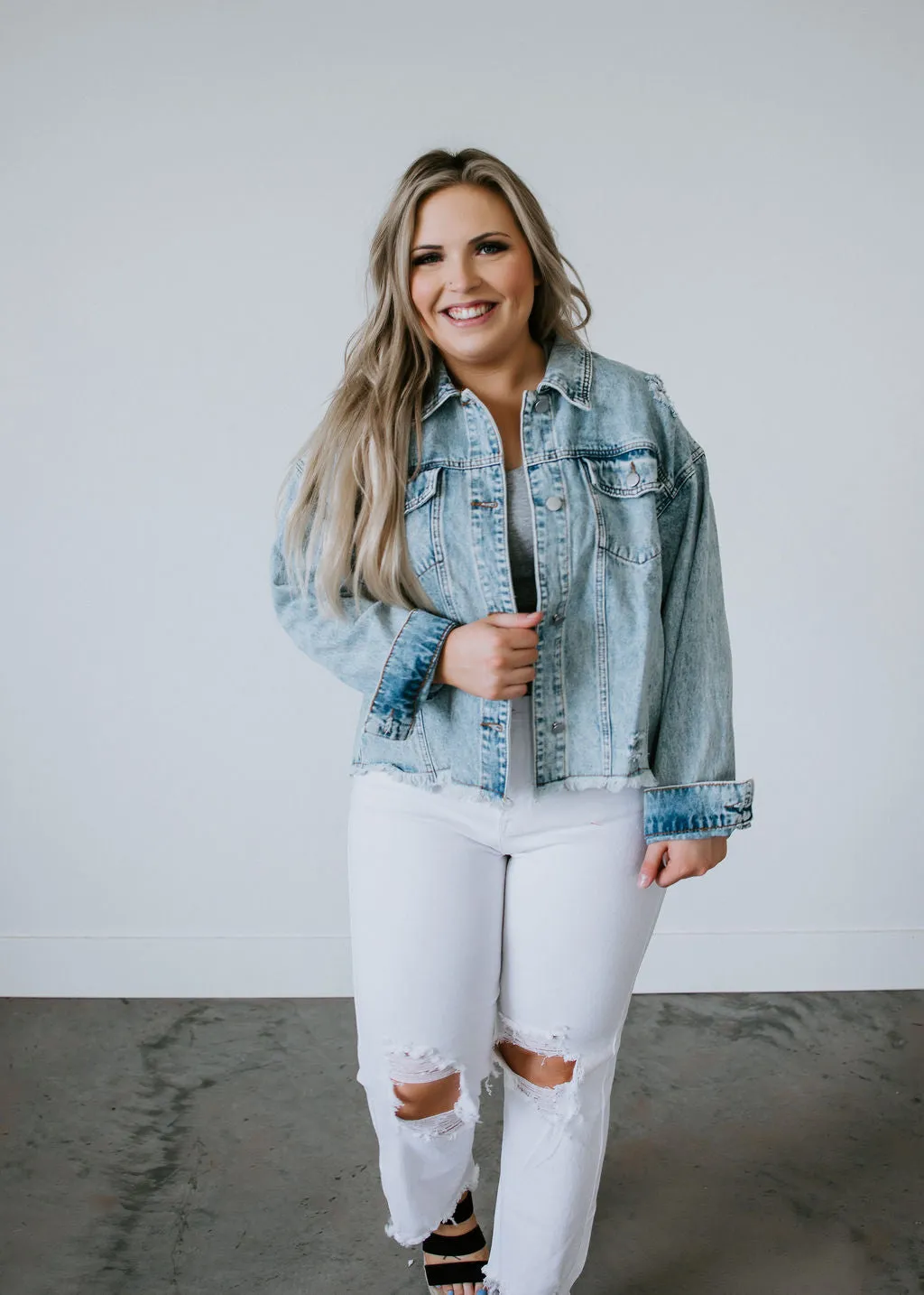 Amara Fringed Split Back Denim Jacket