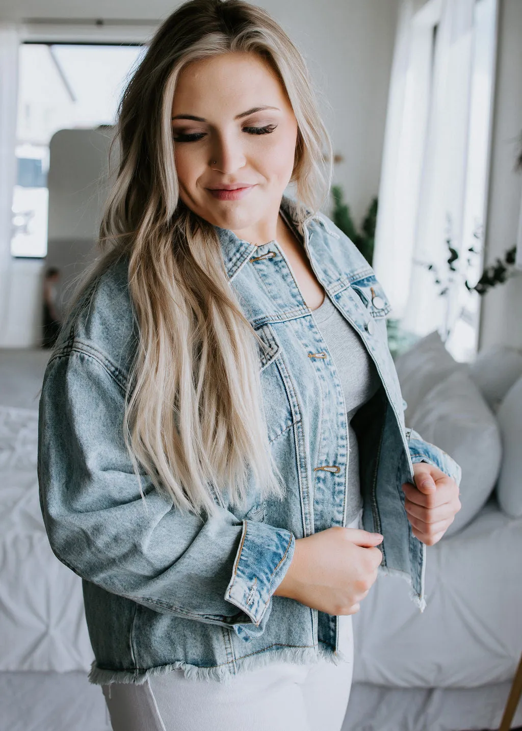 Amara Fringed Split Back Denim Jacket