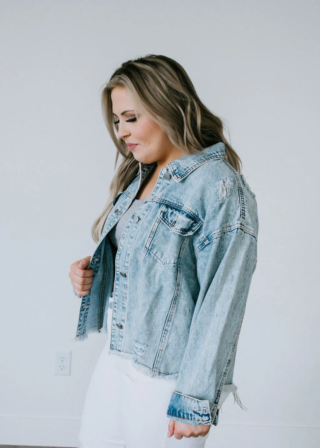 Amara Fringed Split Back Denim Jacket