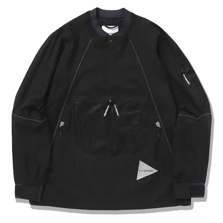 And Wander Black Breathable Ripstop Pullover Jacket