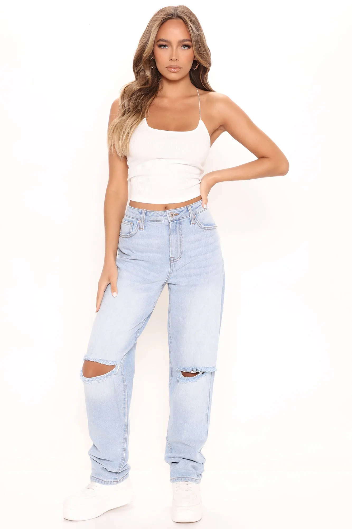 Beat You To It Straight Leg Jeans - Light Blue Wash