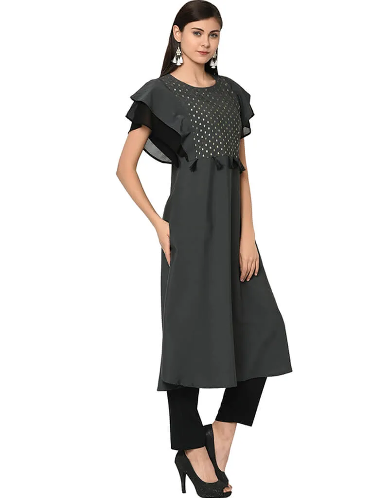 Black Crepe Pant Kurti