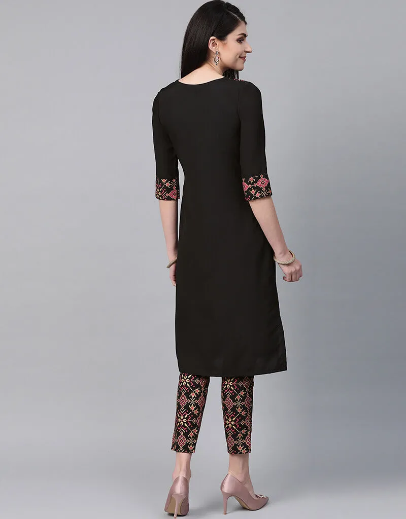 Black Crepe Pant Straight
