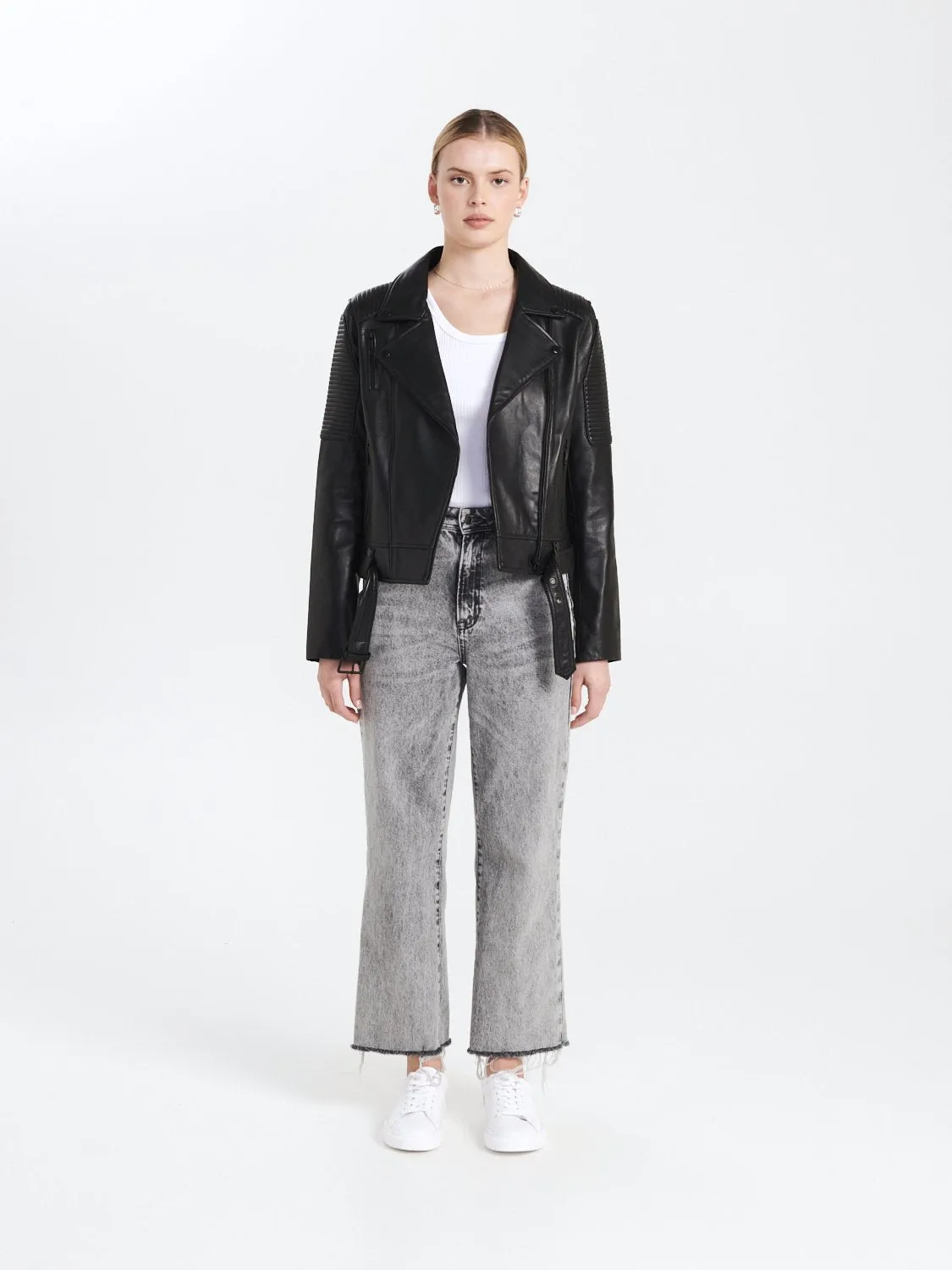 Classic Biker Jacket - Black/Black