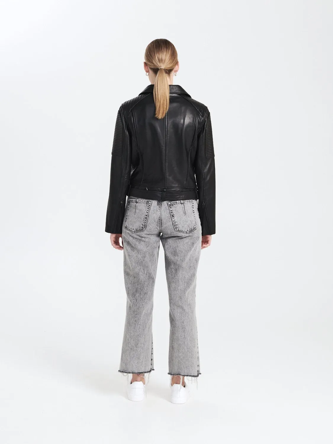Classic Biker Jacket - Black/Black