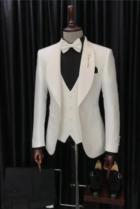 Custom Made 3 Pieces Shawl Lapel Slim Fit Wedding Suits For Men Wedding Groom