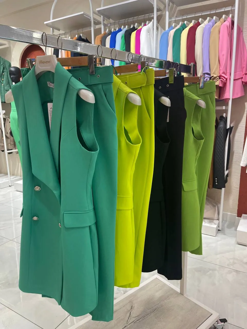 Double Breasted Vest Dress - Green