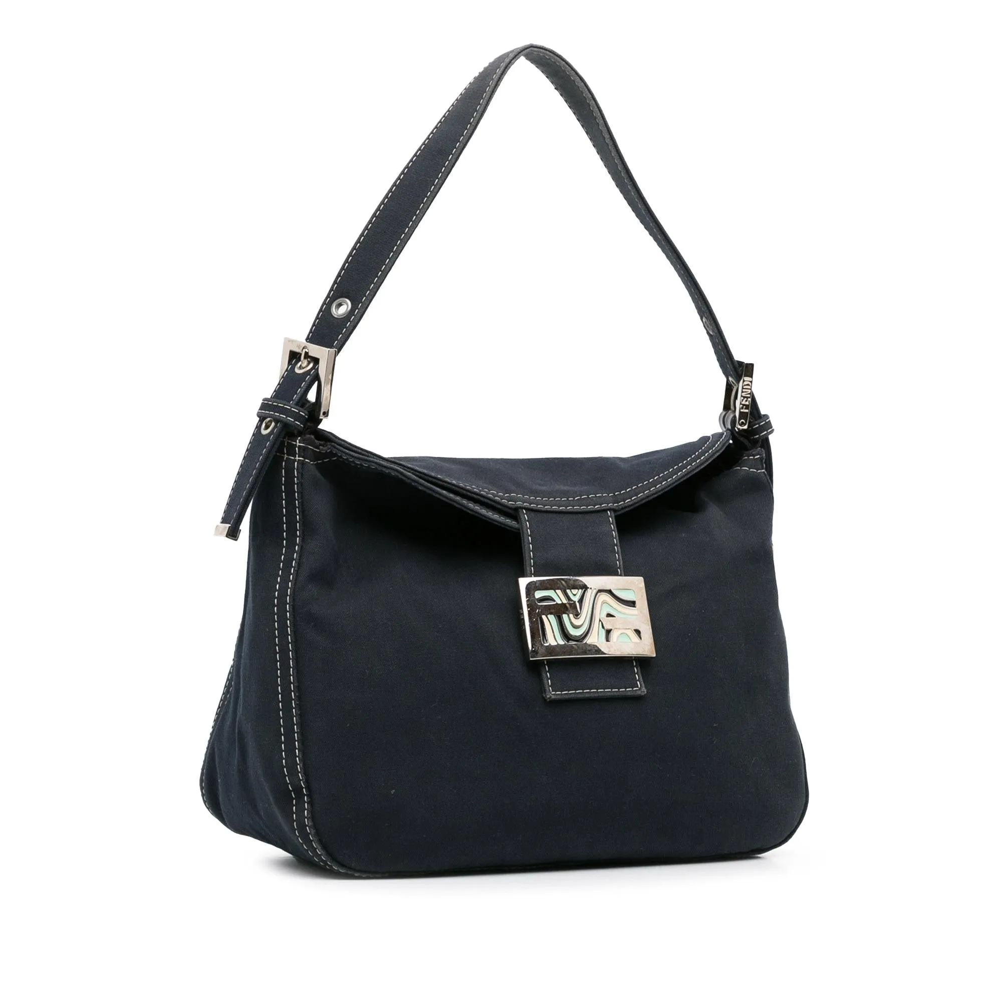 Fendi Canvas FF Marble Double Flap Shoulder Bag (SHG-tZdrHw)