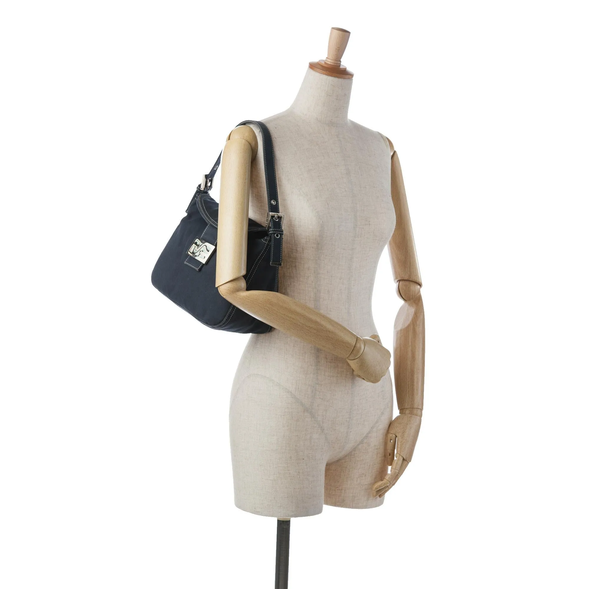 Fendi Canvas FF Marble Double Flap Shoulder Bag (SHG-tZdrHw)