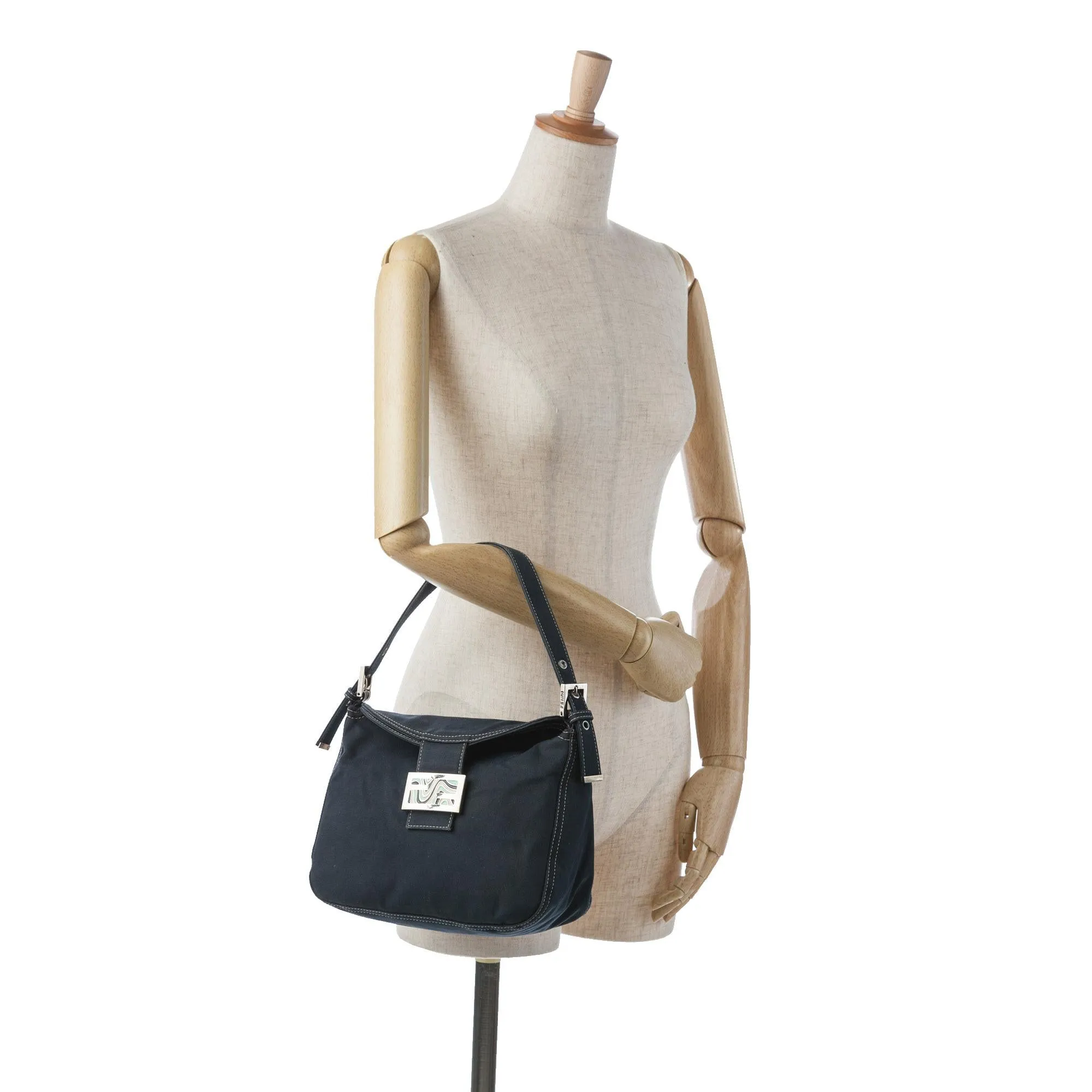 Fendi Canvas FF Marble Double Flap Shoulder Bag (SHG-tZdrHw)