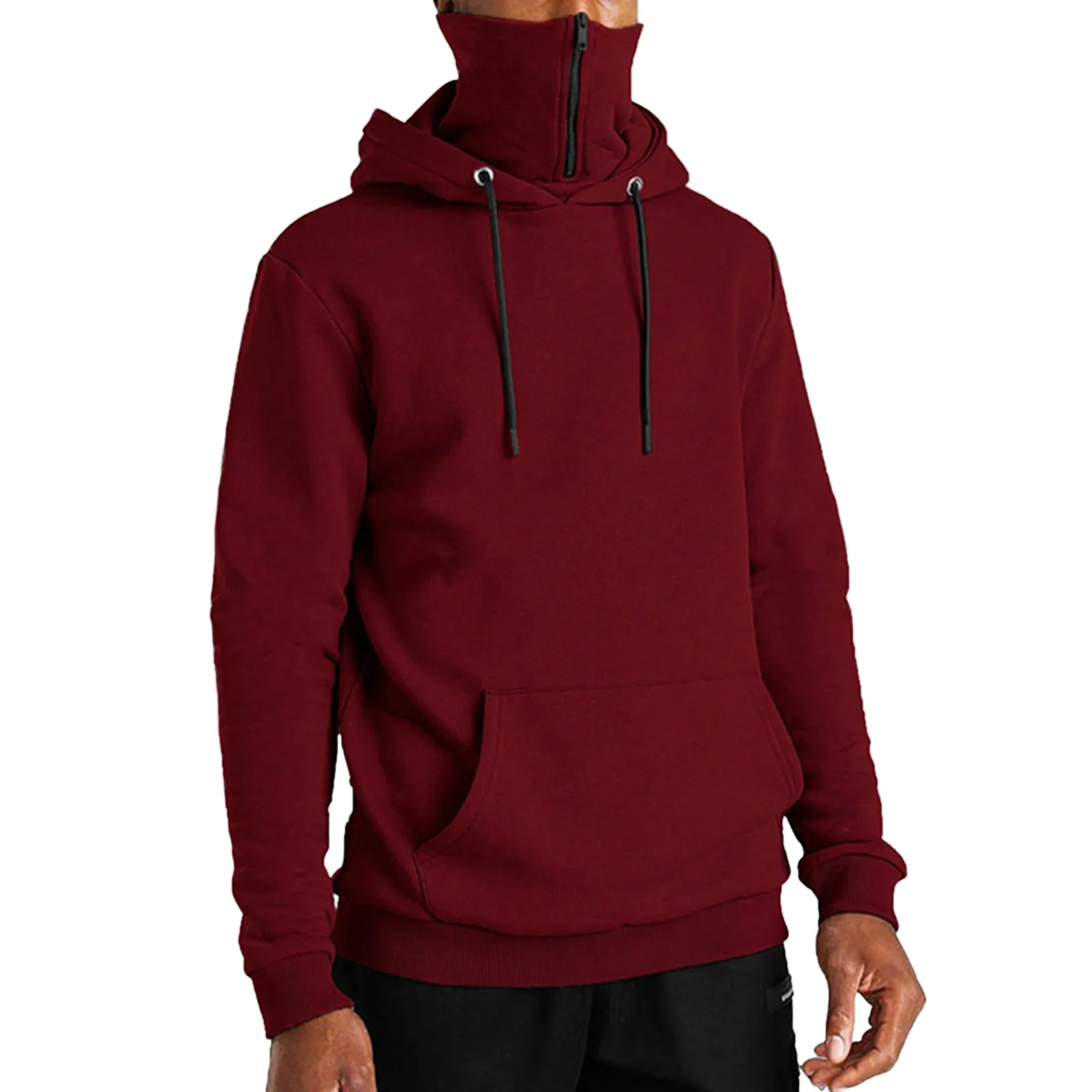 HOODED MASK FLEECE ZIPPER POCKET HOODIE