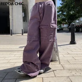 Lila Cargo-Hose mit Taschen Baggy Jeans im Skater-Stil
