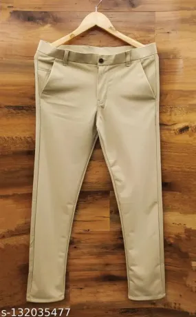 Men Smart Slim Fit High-Rise Formal Trousers   ZD88