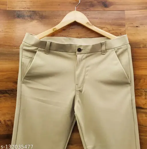 Men Smart Slim Fit High-Rise Formal Trousers   ZD88
