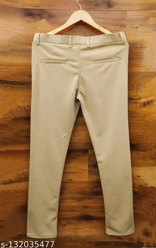 Men Smart Slim Fit High-Rise Formal Trousers   ZD88