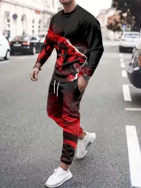 Men's 3D Printed 2 Piece Long Sleeve Suit    B59710