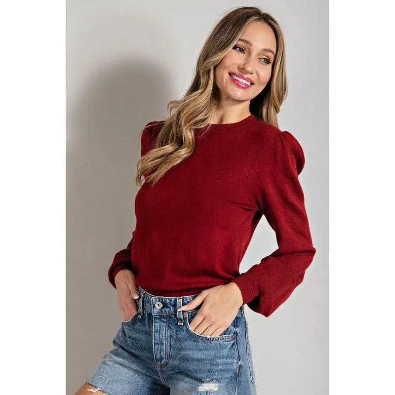 Puff Sleeve Bodysuit- Merlot