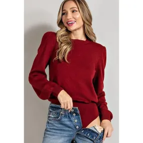 Puff Sleeve Bodysuit- Merlot