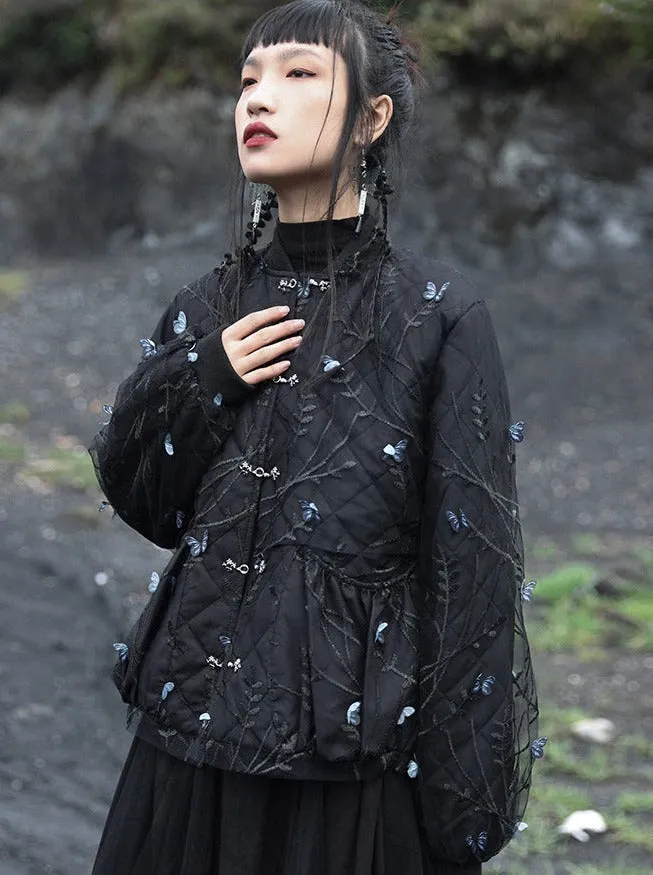 Retro Style Casual Dark Butterfly Sport Jacket