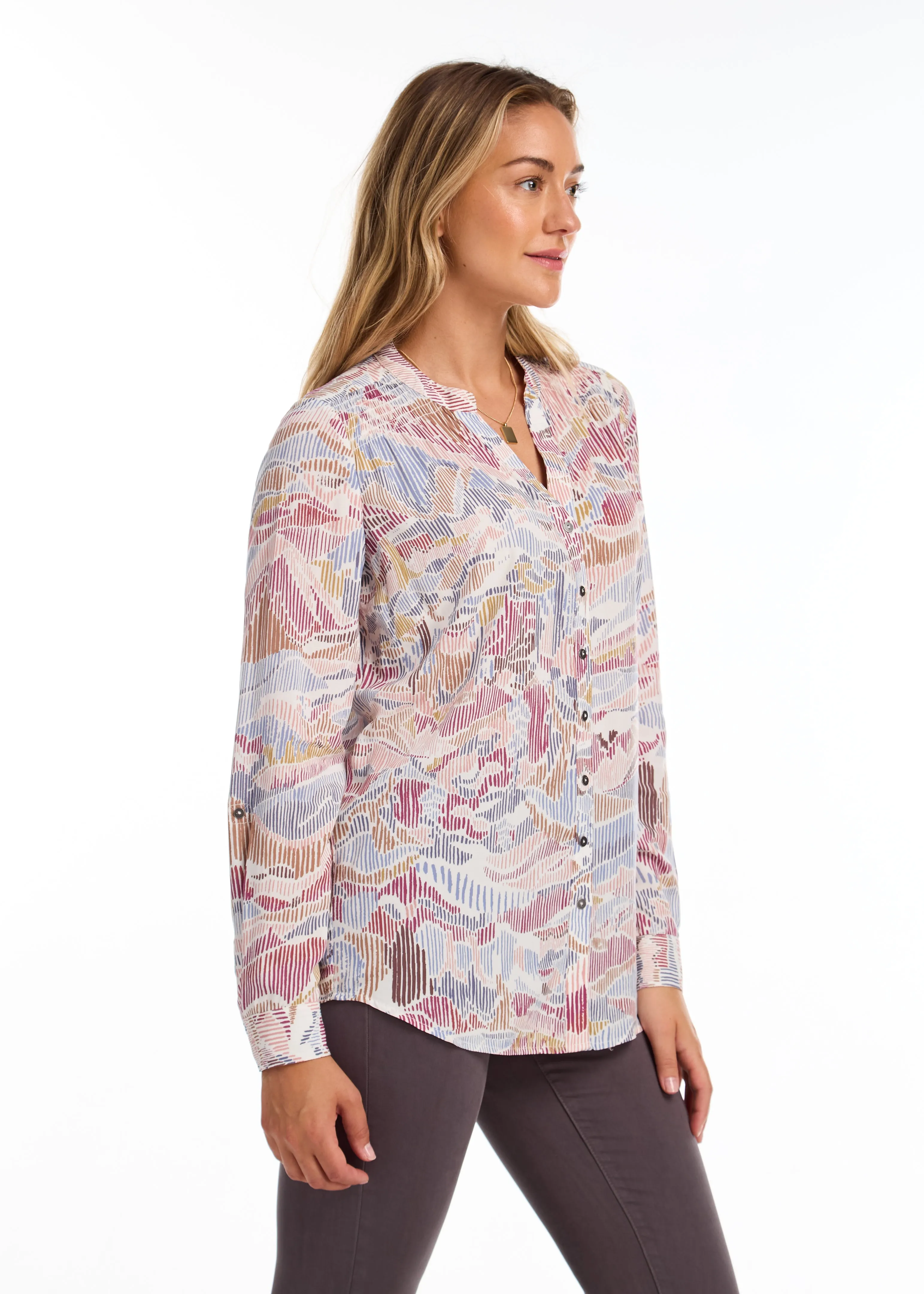 Roll-Up Sleeve Printed Shirt