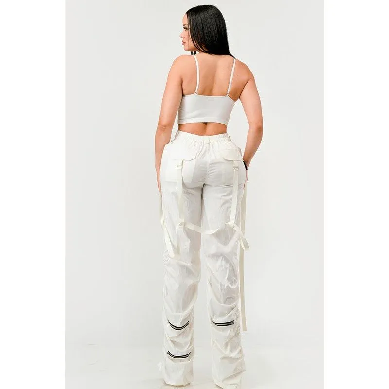 Ruched Utility Elegance Pants