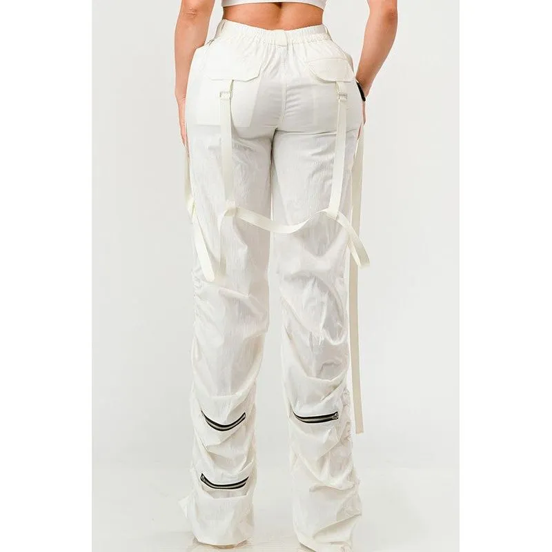 Ruched Utility Elegance Pants