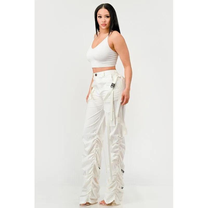 Ruched Utility Elegance Pants