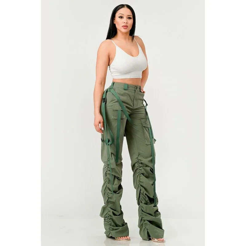 Ruched Utility Elegance Pants