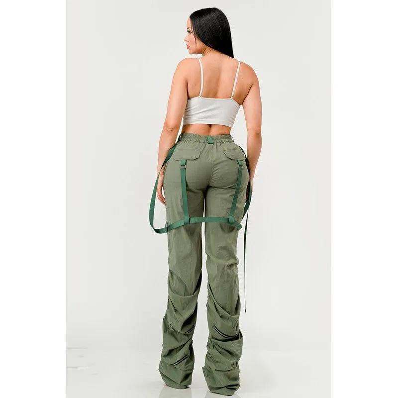 Ruched Utility Elegance Pants