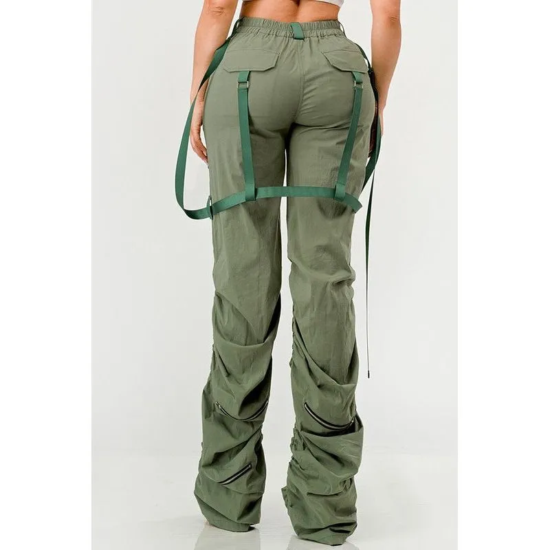 Ruched Utility Elegance Pants