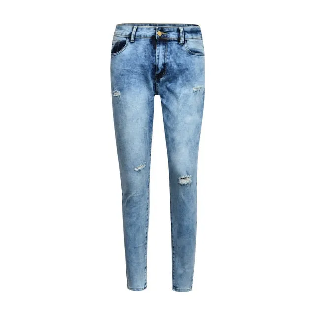 Sexy high Waist Jeans Woman Peach Push Up Hip Skinny Denim Pant Boyfriend Jean For Women Elastic Leggings blue Ripped jeans D30