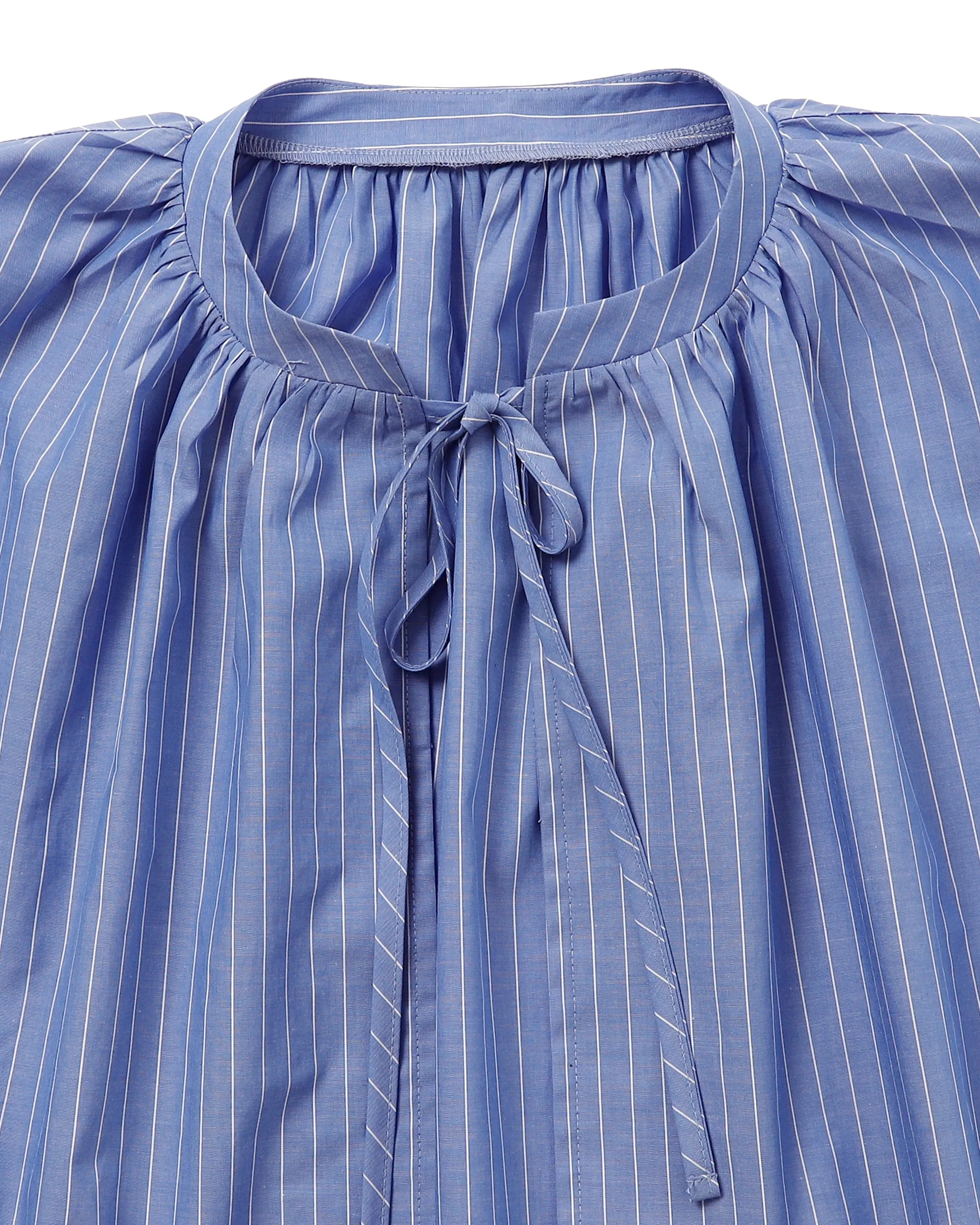Stripe ribbon shirts bolero (Blue)