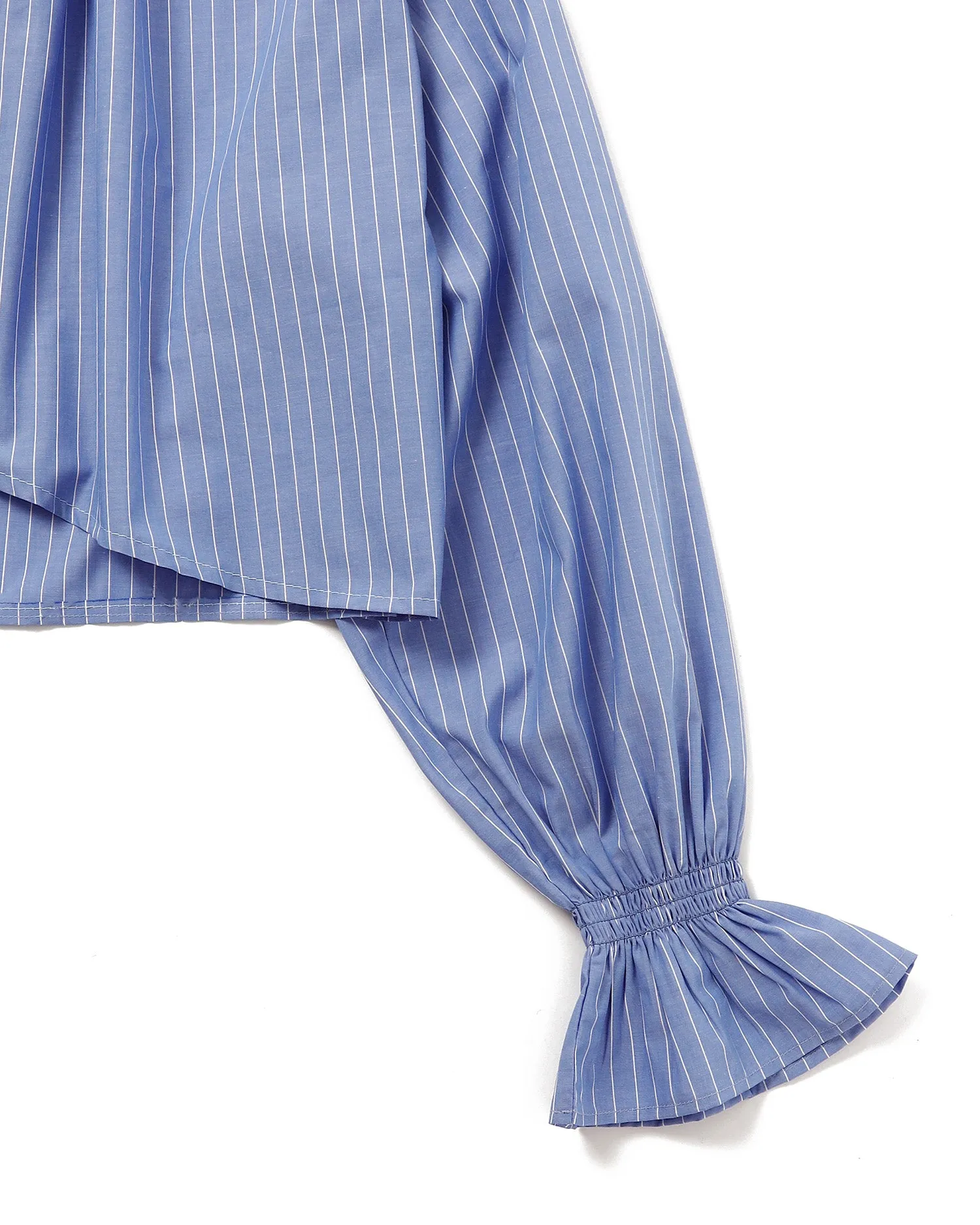 Stripe ribbon shirts bolero (Blue)