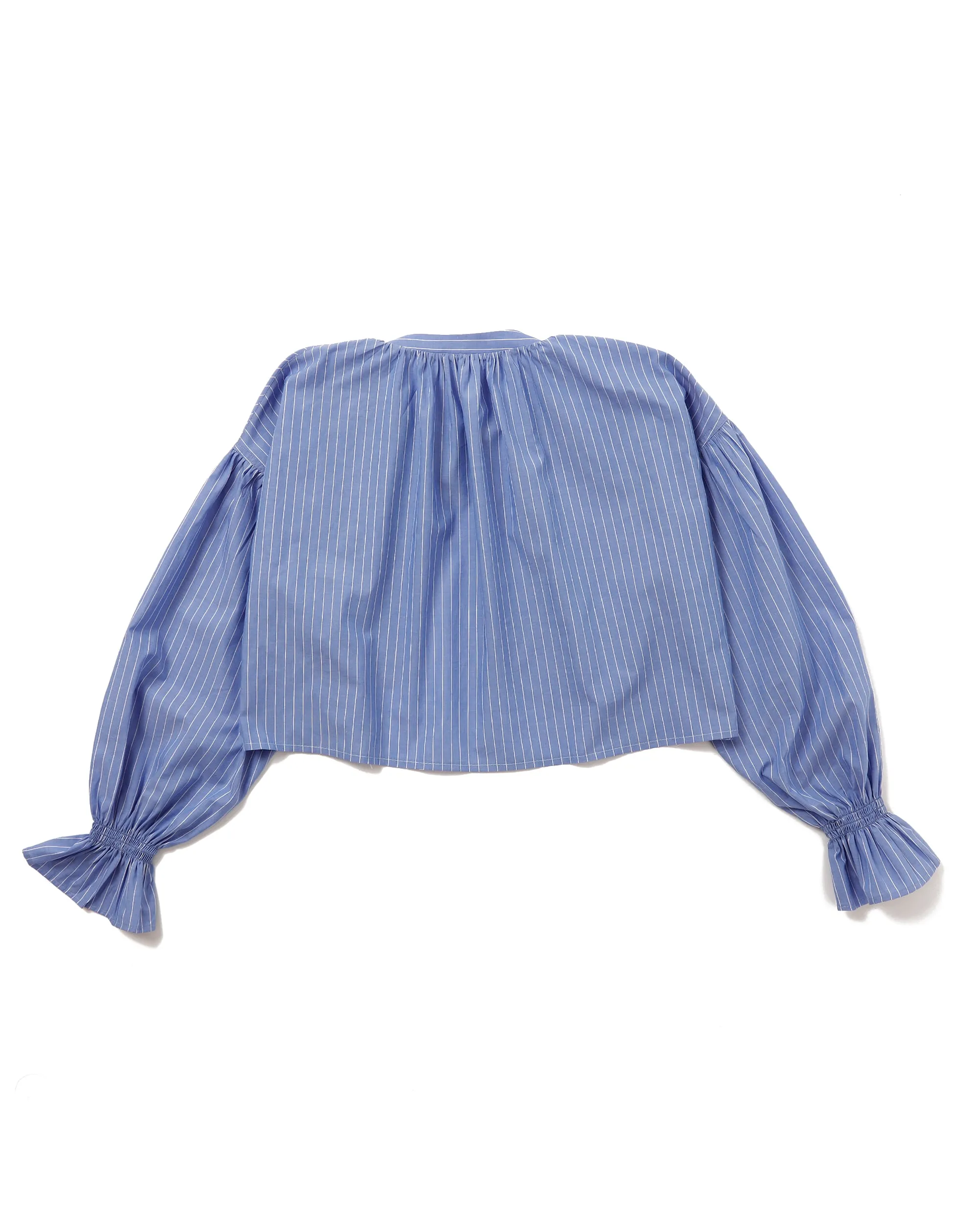 Stripe ribbon shirts bolero (Blue)