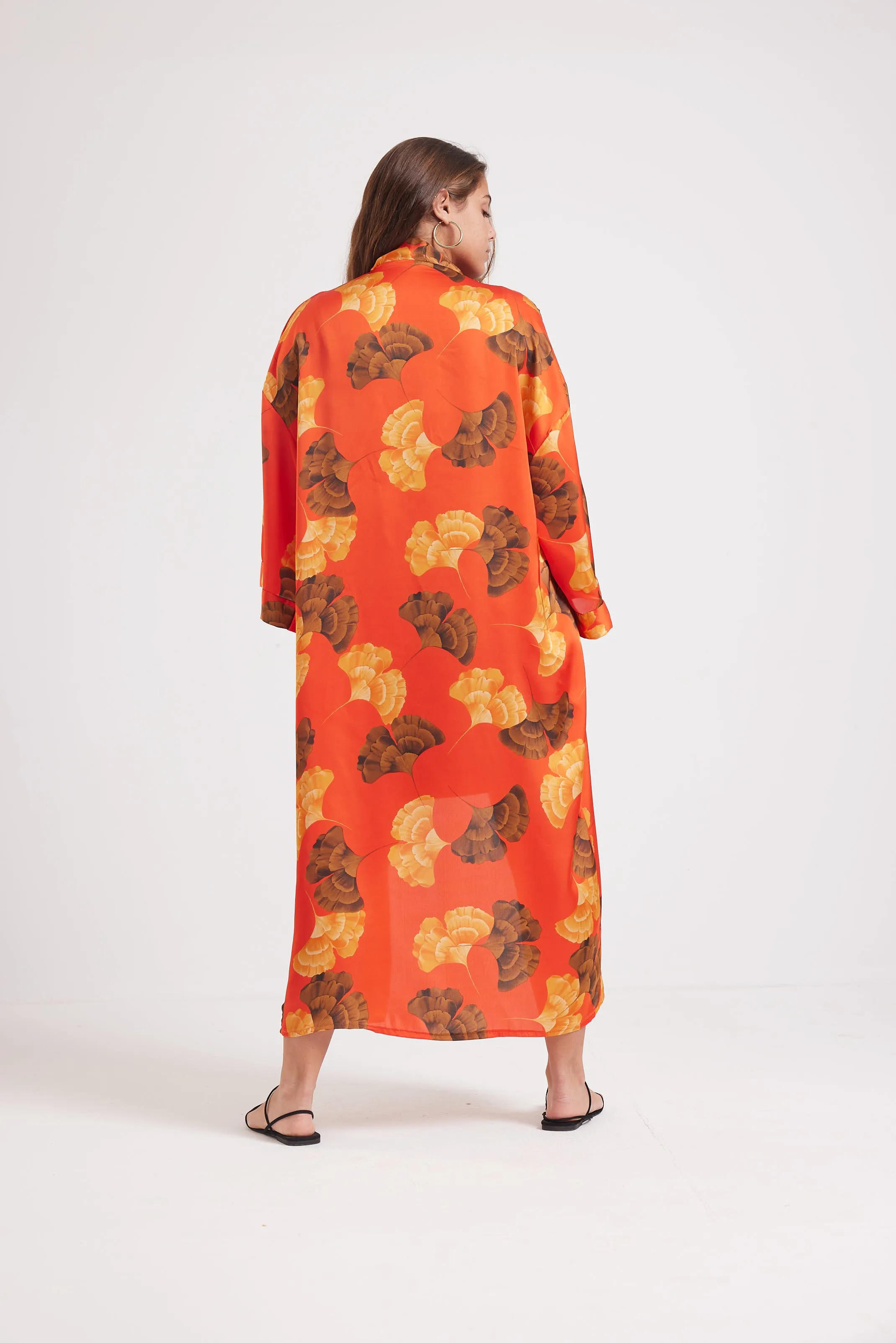SUMMER DAZE SATIN KIMONO - ORANGE