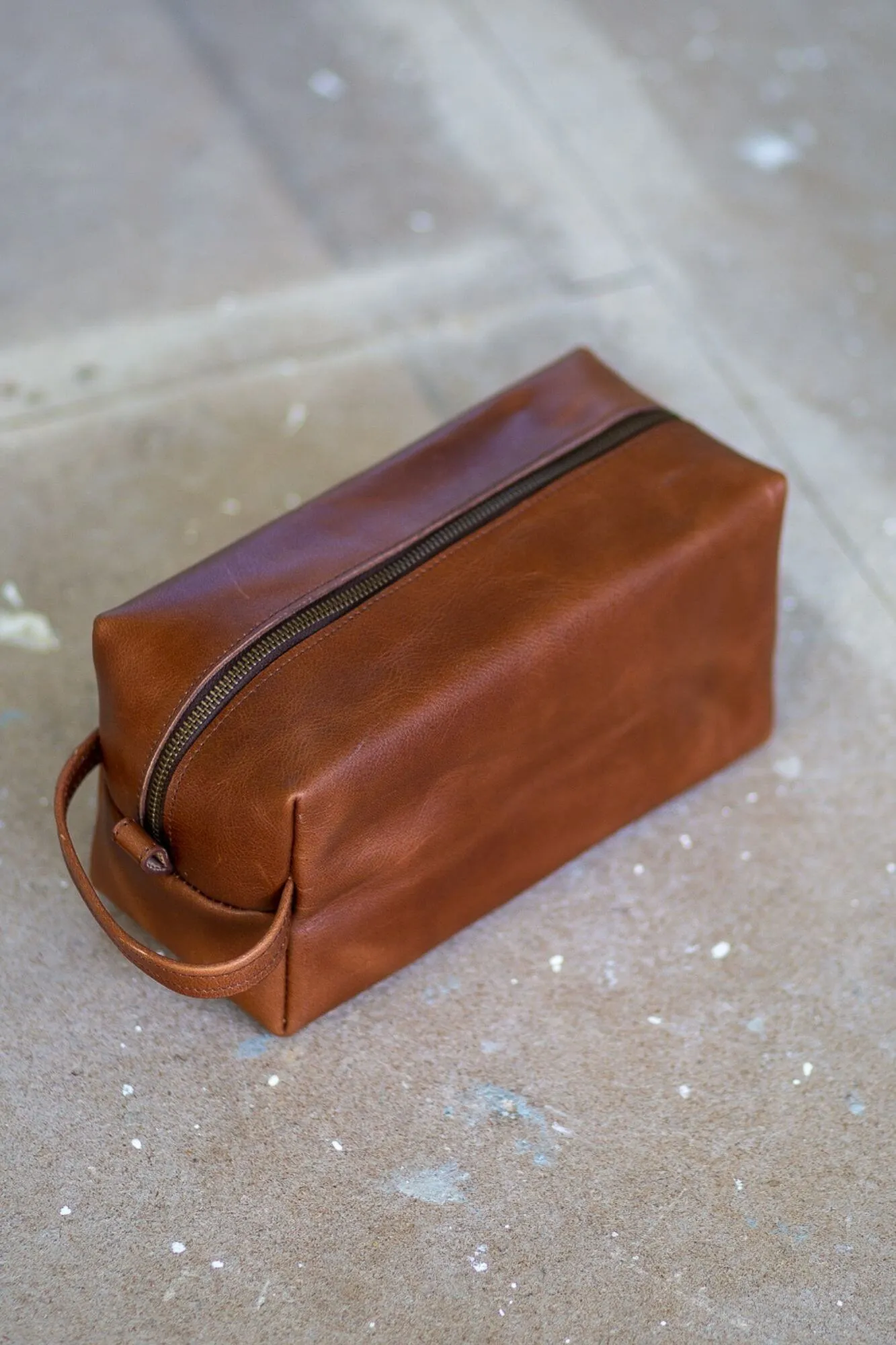 Tan Leather Toiletry Bag