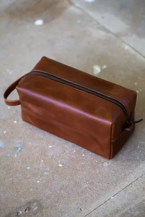 Tan Leather Toiletry Bag