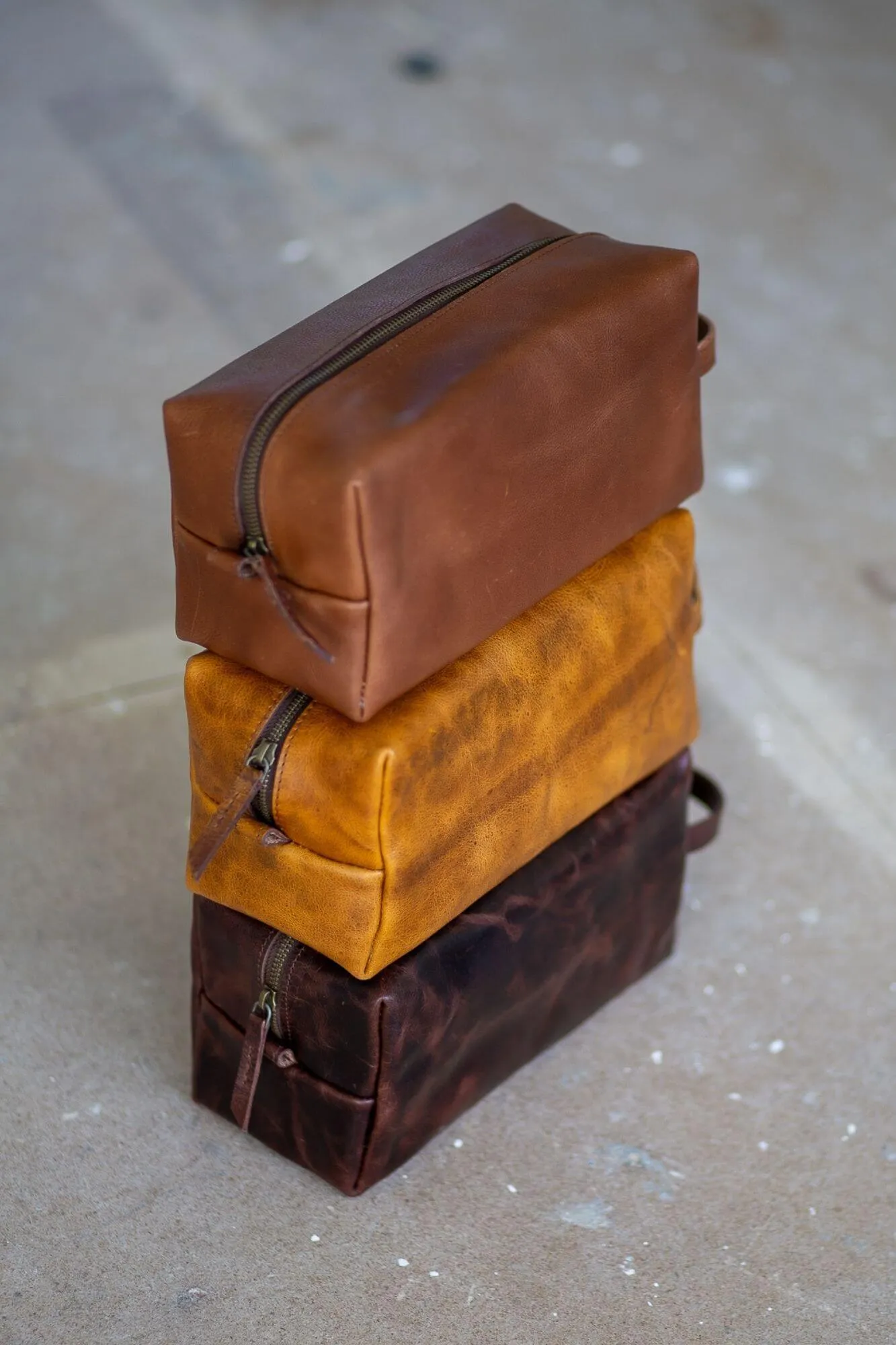 Tan Leather Toiletry Bag