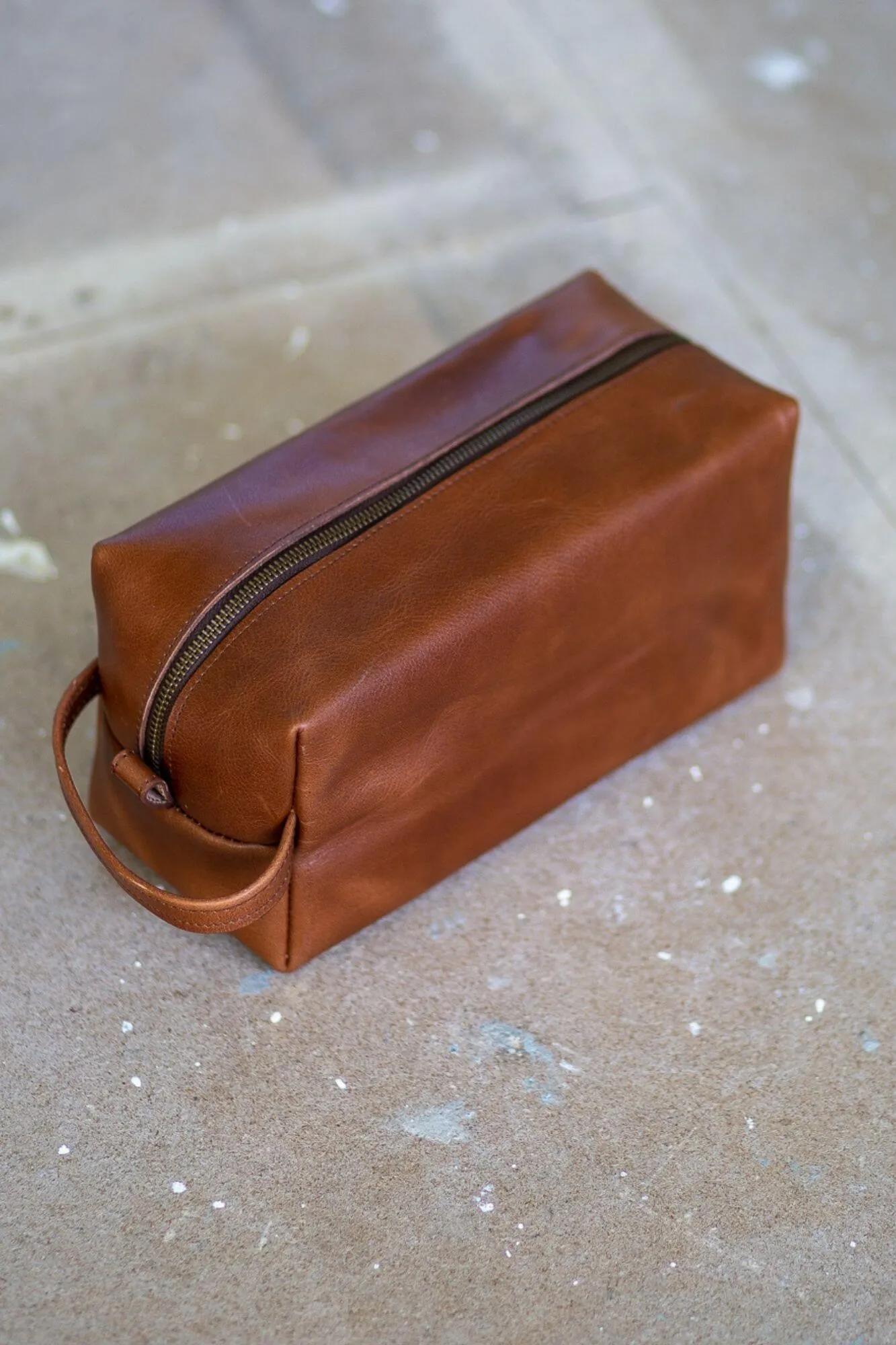 Tan Leather Toiletry Bag