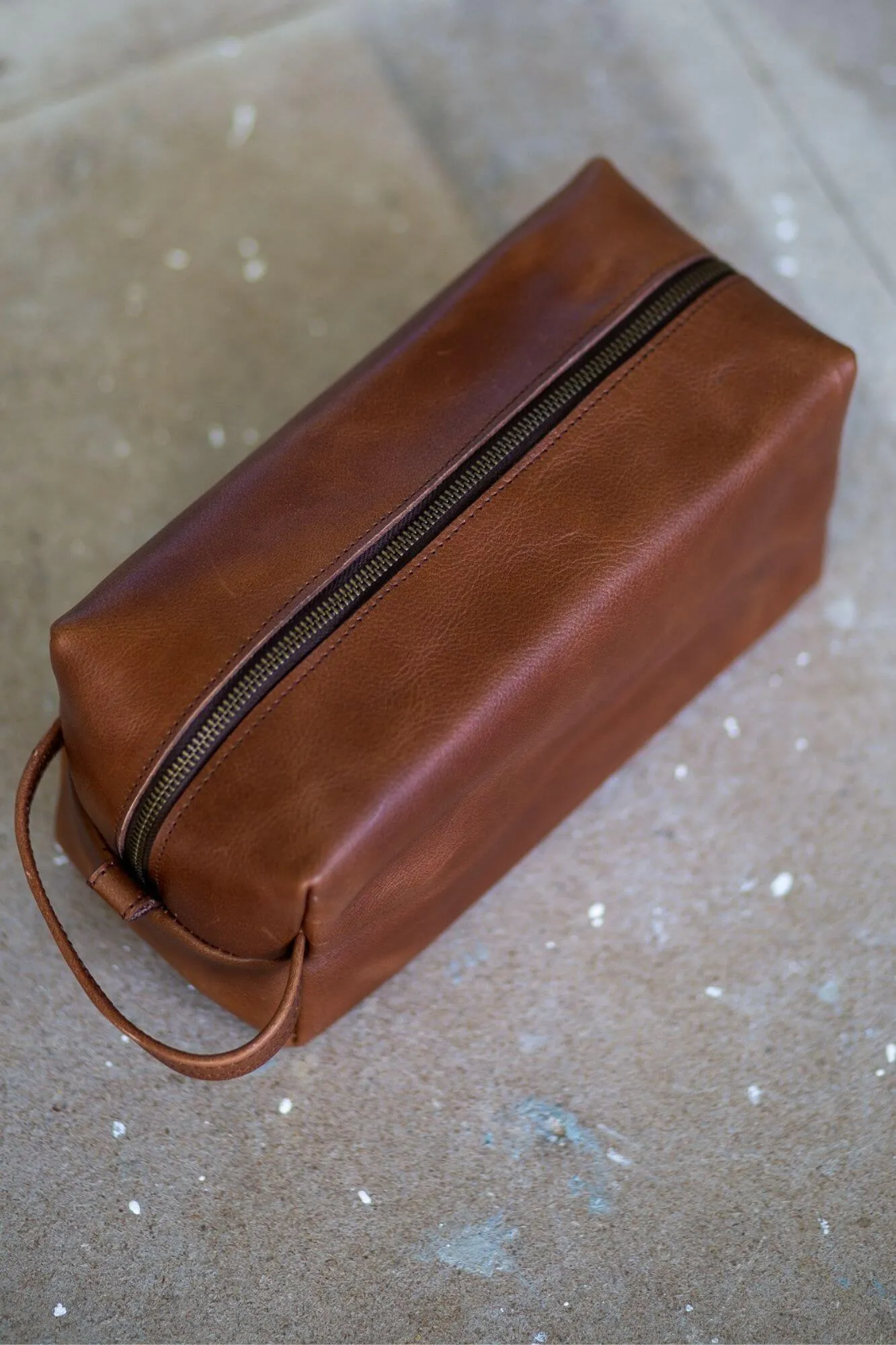 Tan Leather Toiletry Bag
