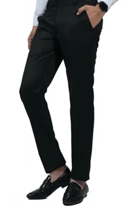 The DS - Men's Slim fit Formal Lycra Black Trouser