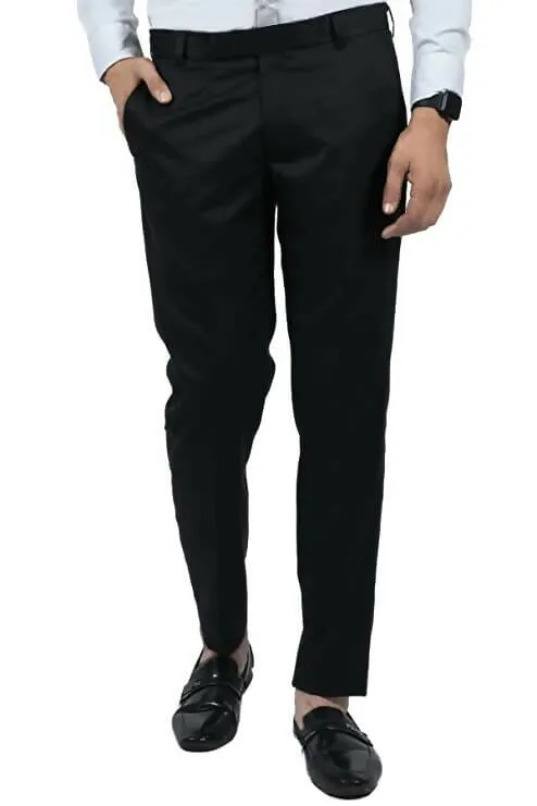 The DS - Men's Slim fit Formal Lycra Black Trouser