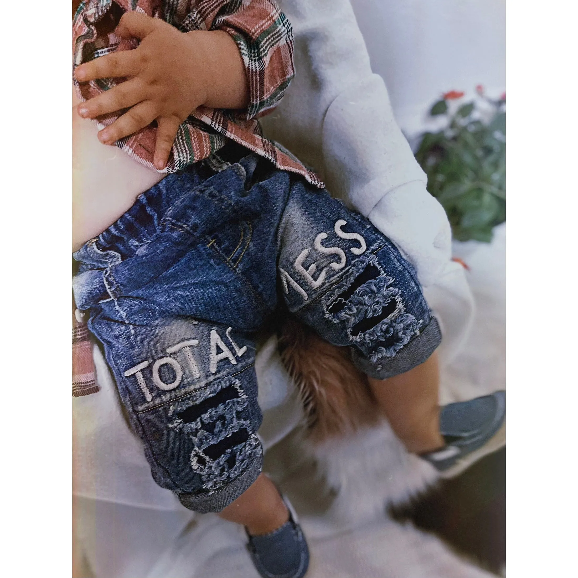 Toddler Elastic Distressed Ripped Denim Pants