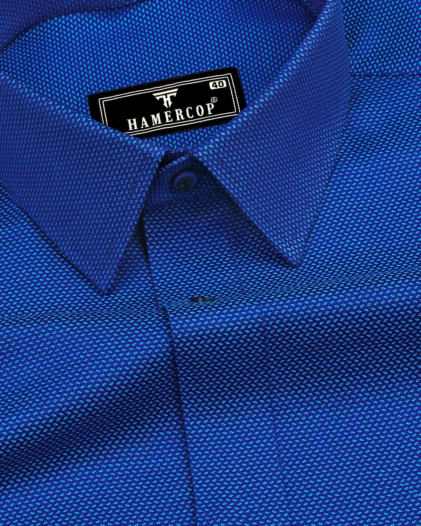 Trebon Blue Jacquard Textured Dobby Cotton Shirt