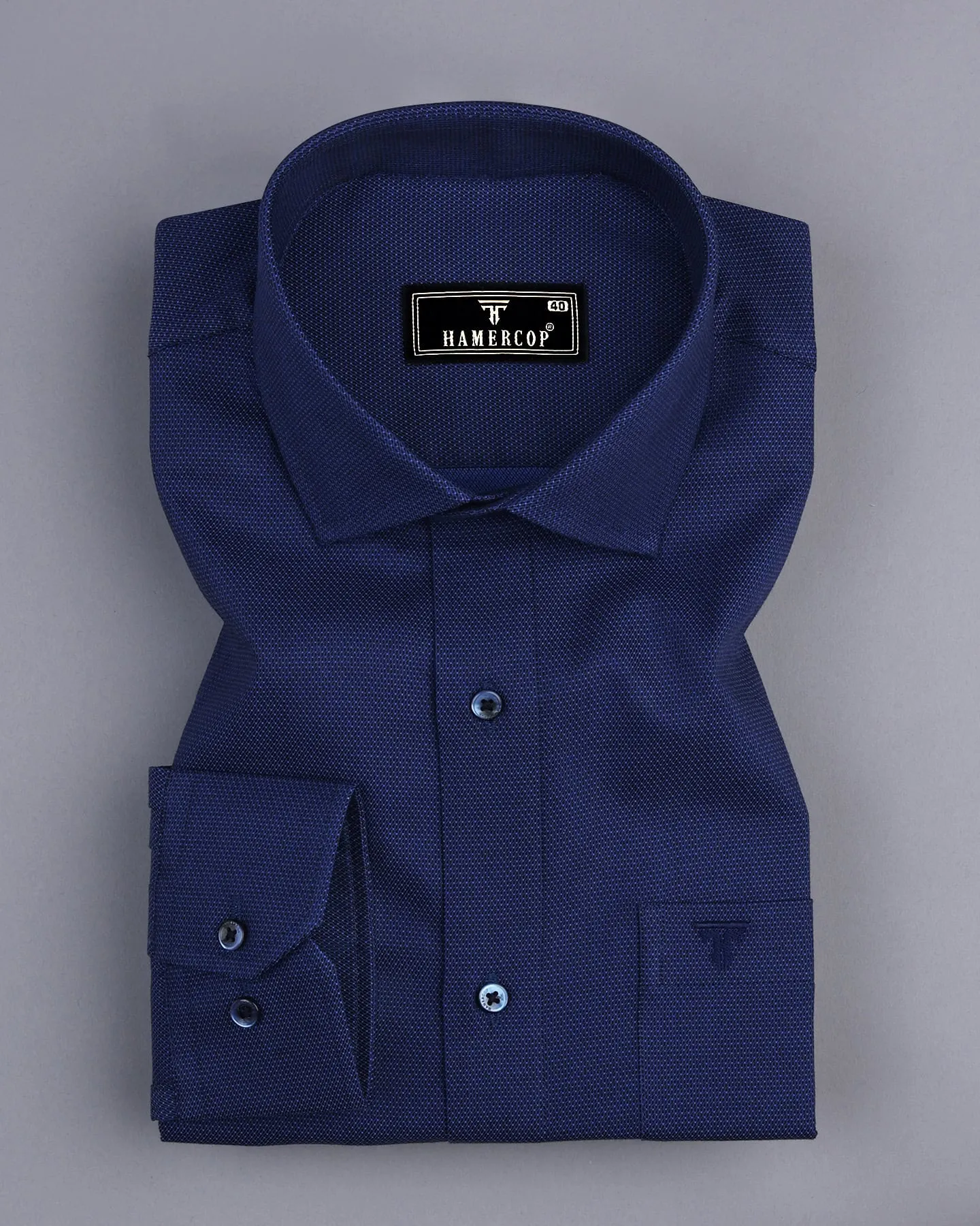Vinayl Blue Jacquard Textured Dobby Cotton Shirt