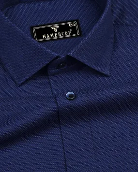 Vinayl Blue Jacquard Textured Dobby Cotton Shirt