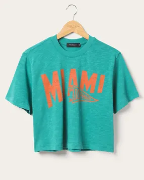 Women's Miami Dolphins Dual Threat Mock Neck Crop Tee